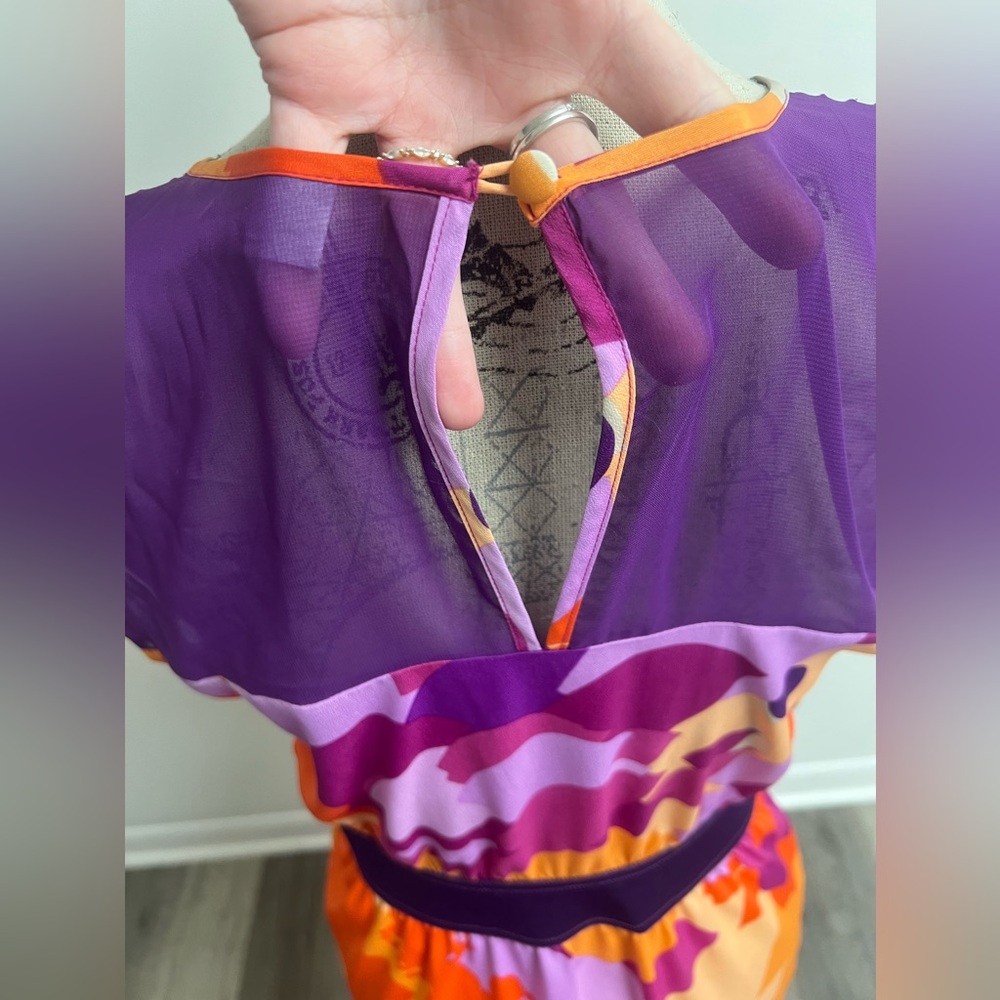 Colorful Sheer Top Cocktail Dress - Picture 8 of 15
